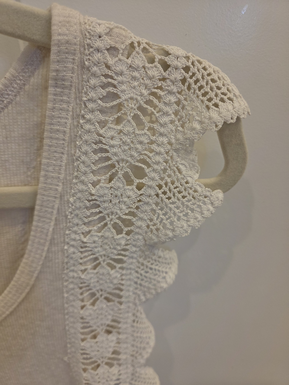 Cream Crochet Lace Trim Tank DARLING